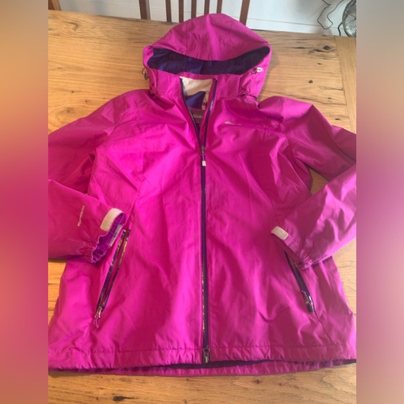 Eddie Bauer‎ Mid Weight Full Zip Detachable Hood  Purple Women’s XL Preloved - Picture 1 of 9
